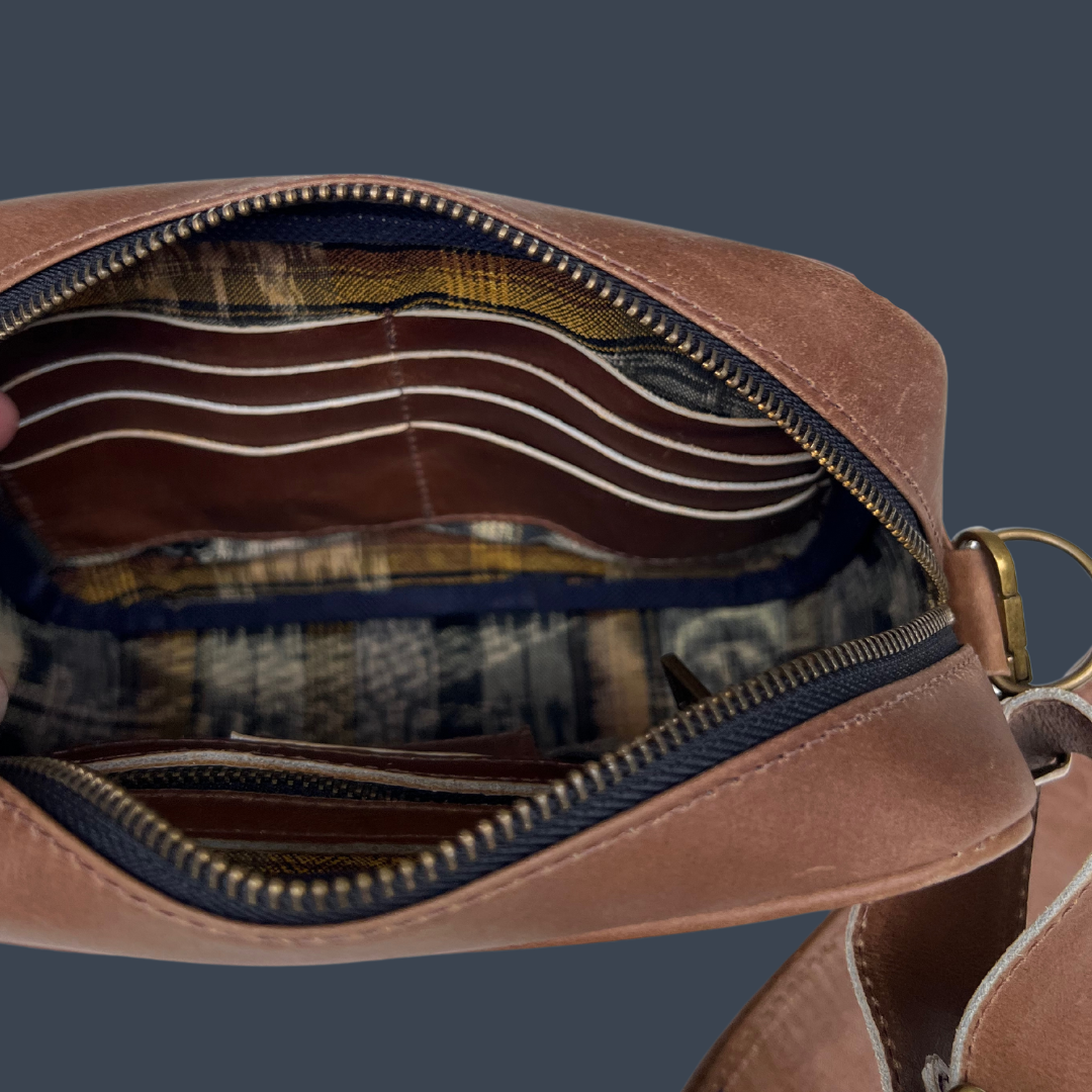 Leather Crossbody with Handwoven Strap