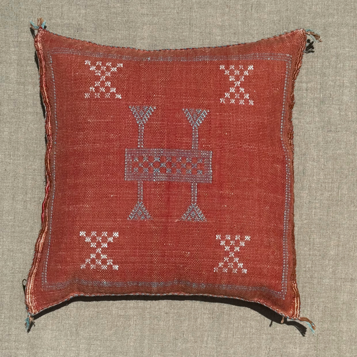 Terra Cotta (with Red Tint) Cactus Silk Kilim Pillow