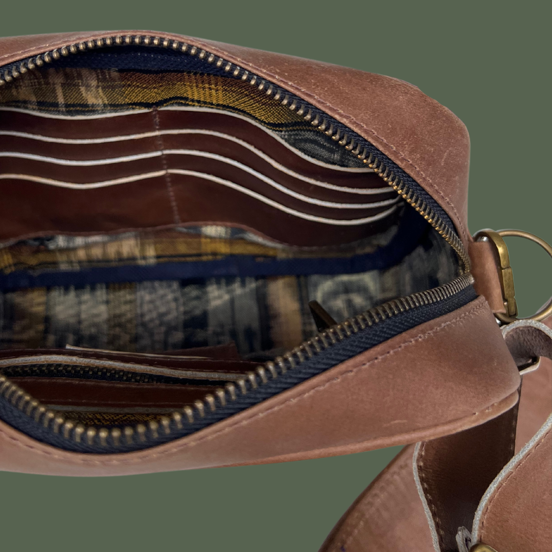 Leather Crossbody with Handwoven Strap