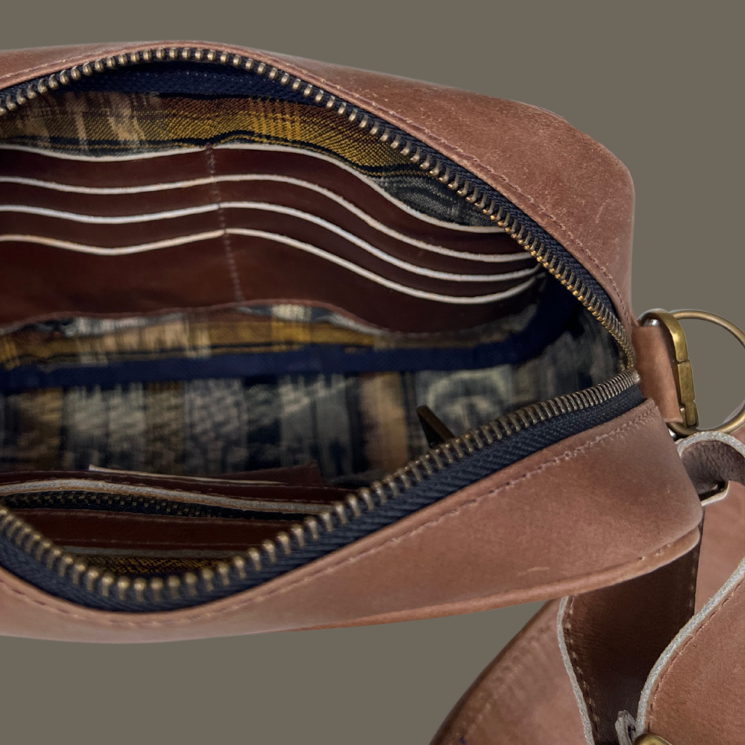 Leather Crossbody with Handwoven Strap