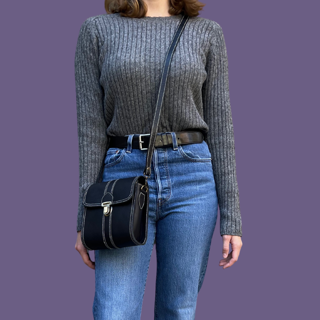 Leather Mini Crossbody (Black)