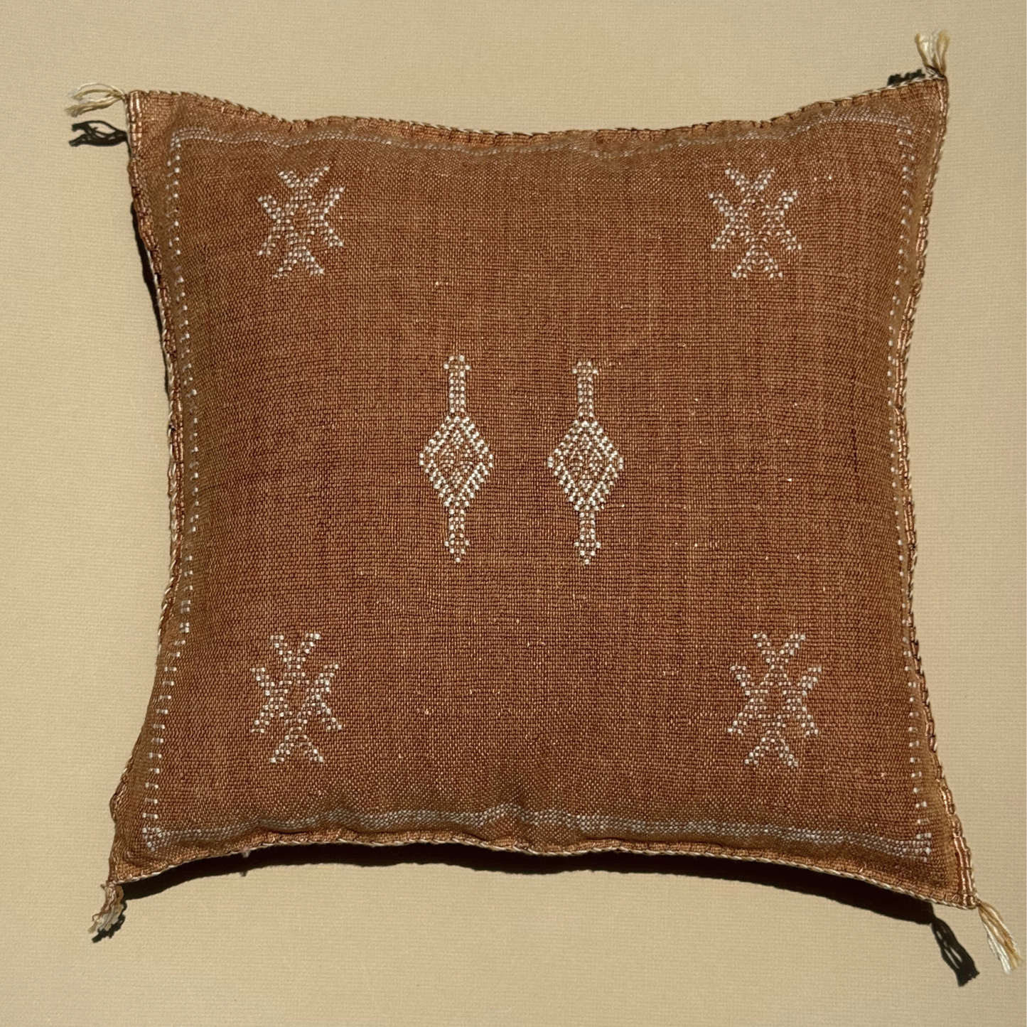 Muted Terra Cotta Cactus Silk Kilim Pillow