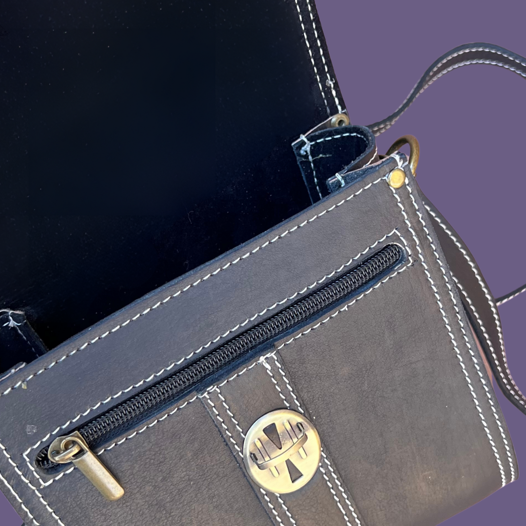 Leather Mini Crossbody (Black)