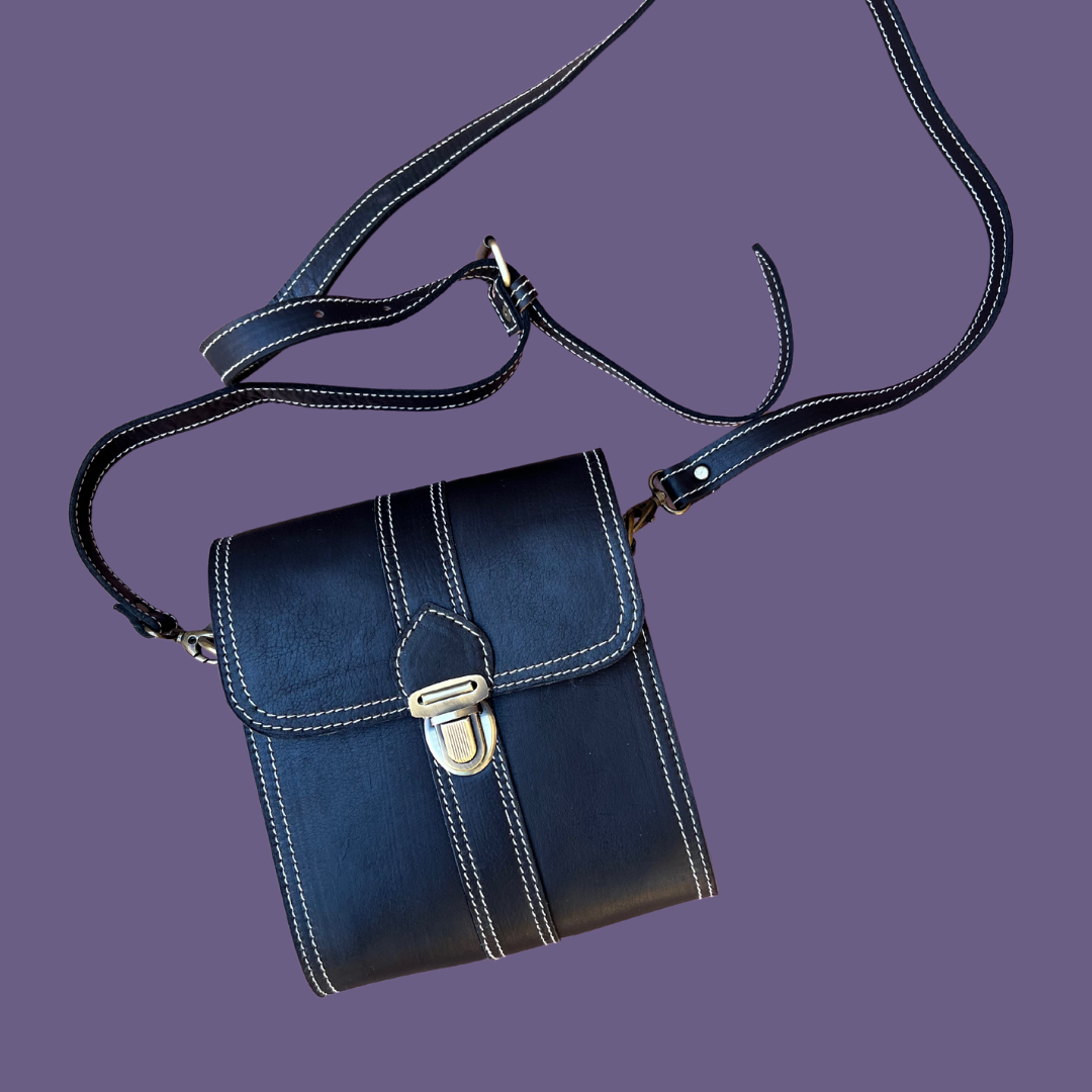 Leather Mini Crossbody (Black)