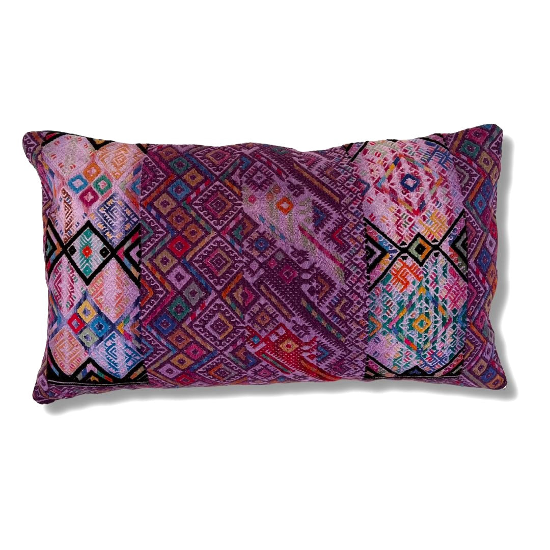 Embroidered Huipil & Handwoven Corte Throw Pillow Cover