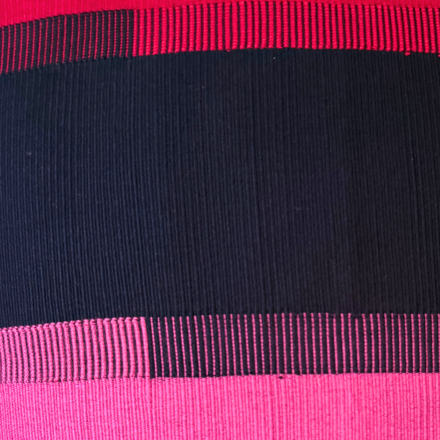 Handwoven Color Block & Hemp Pillow - Navy & Pink