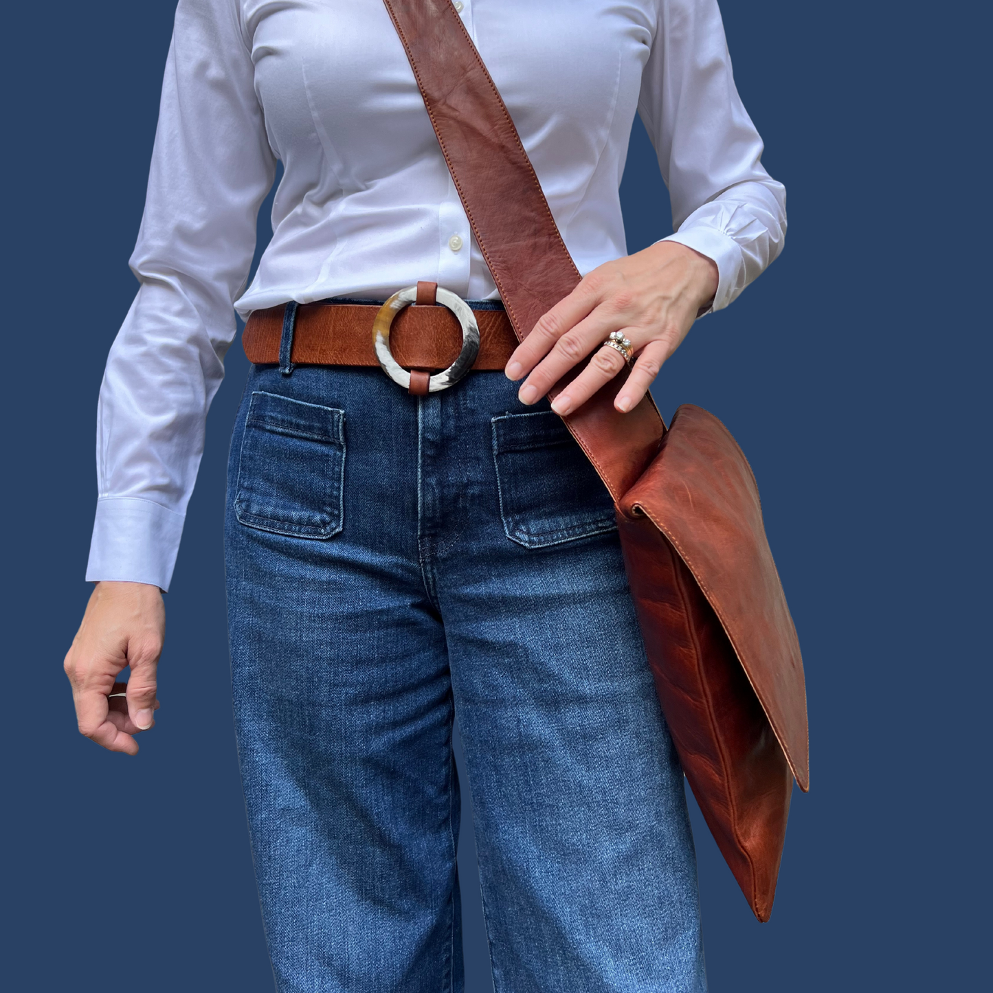 Handcrafted Leather Belt with Horn Buckle