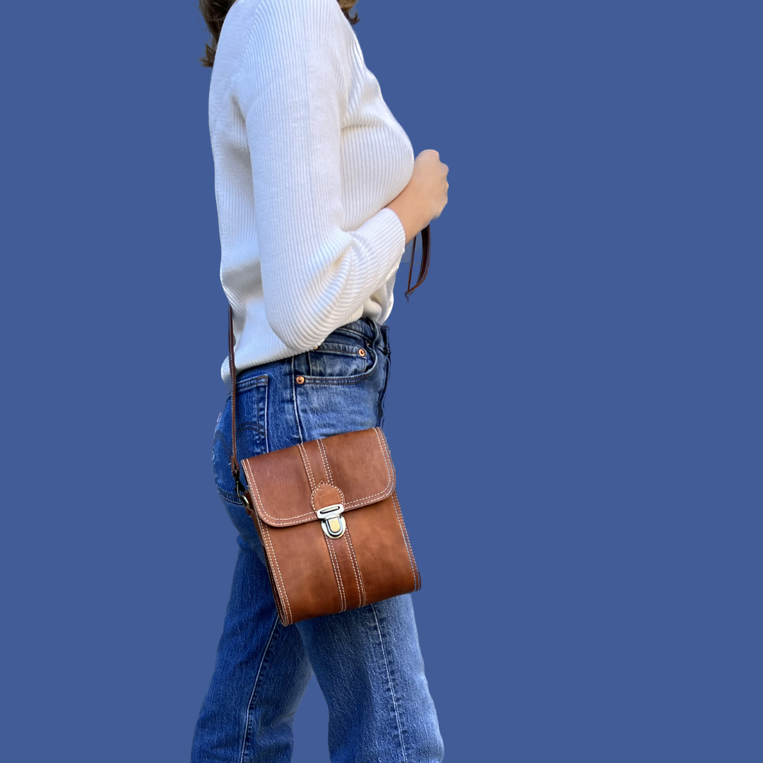 Leather Mini Crossbody (Natural)