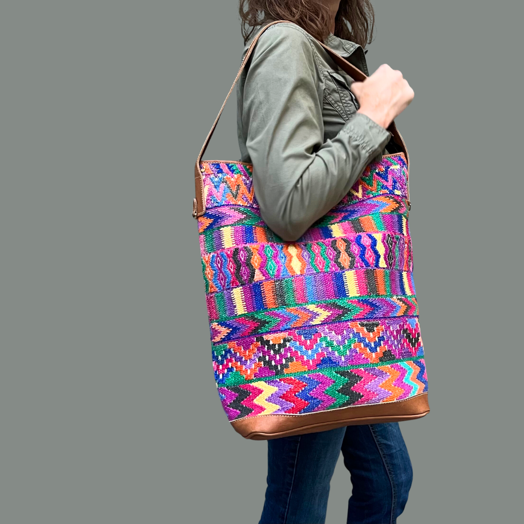 Handmade Artisan Huipil Bucket Bag Intertwined Handmade for Good