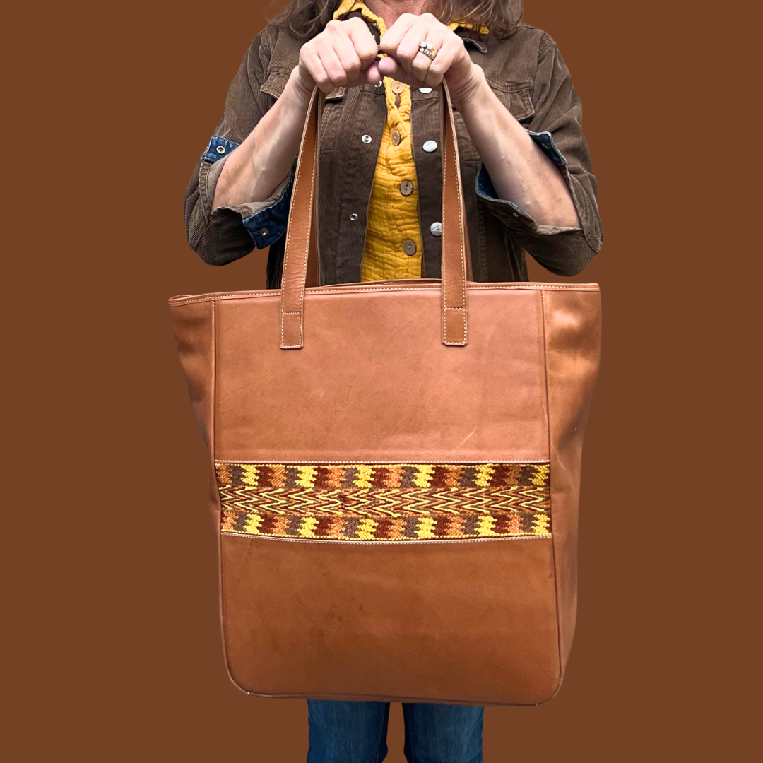 Large Tote with Huipil Accent