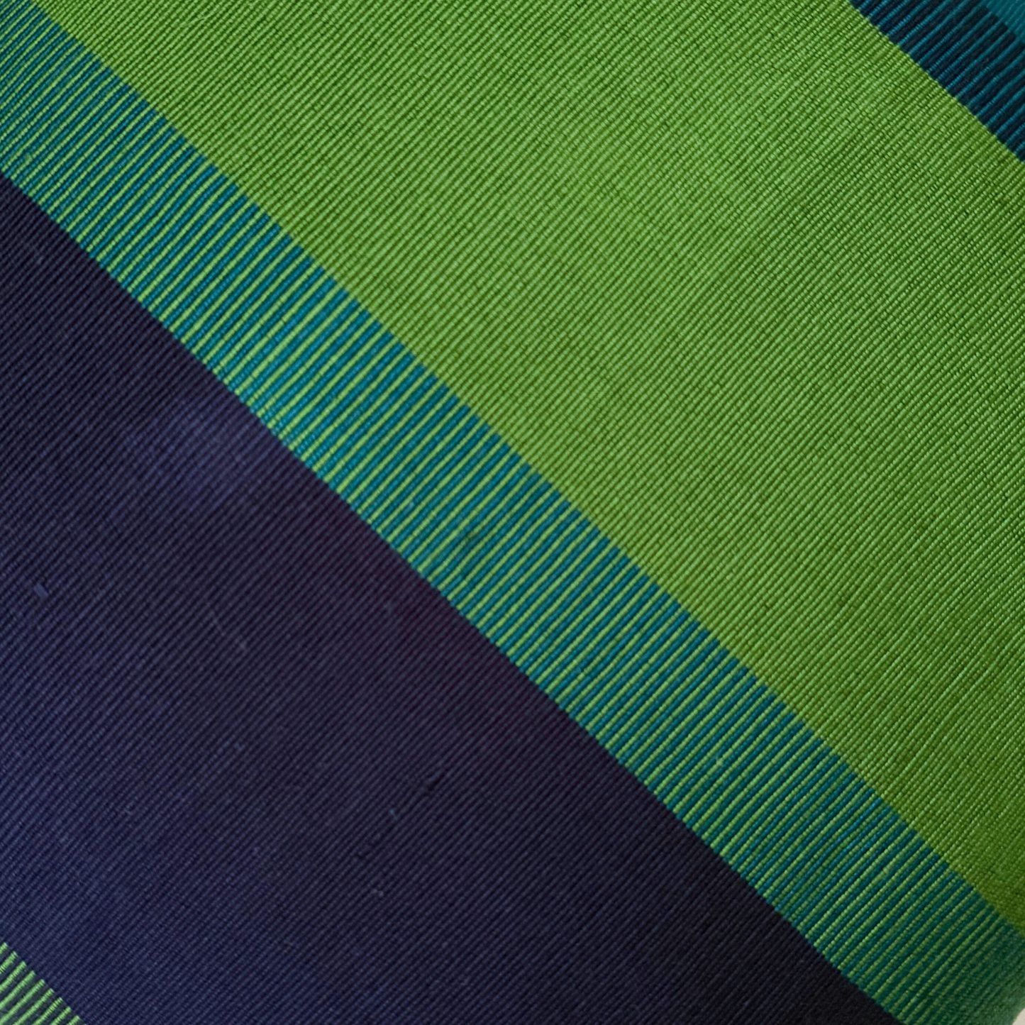 Handwoven Color Block & Hemp Pillow - Navy & Green