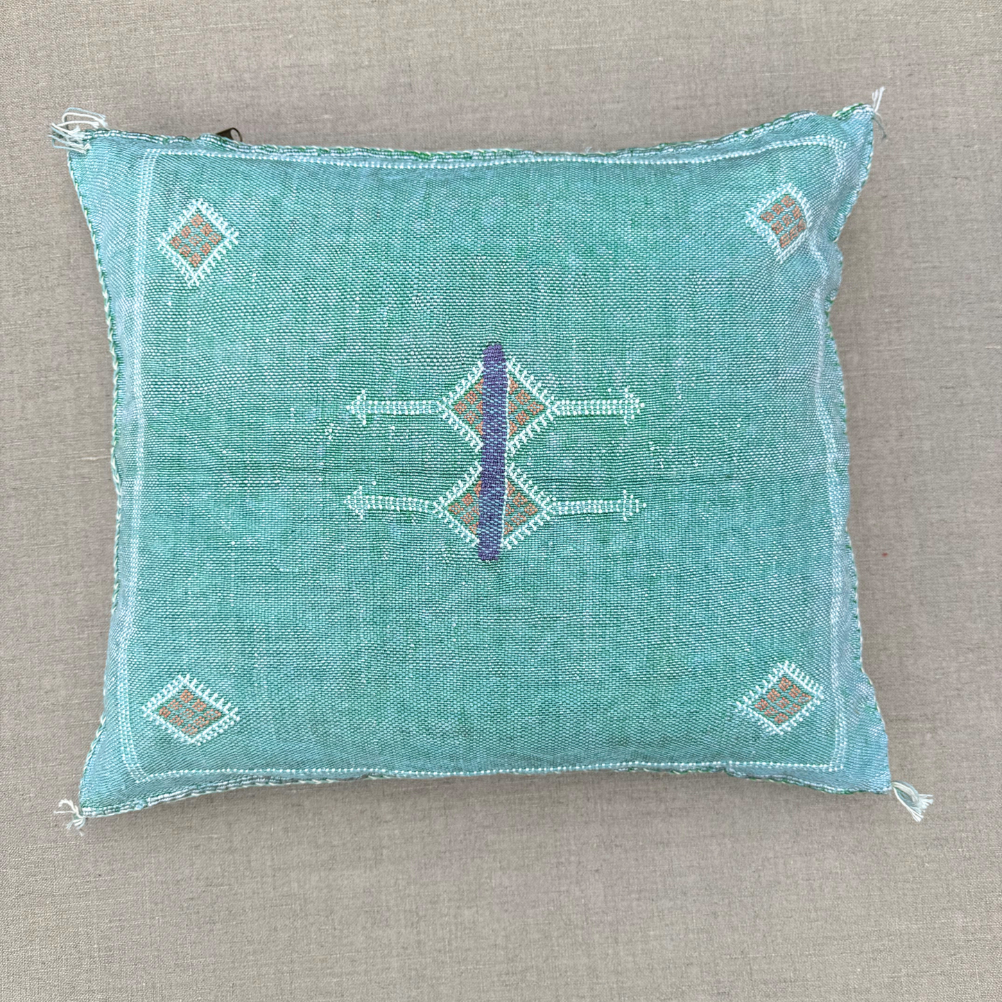 Light Green Cactus Silk Kilim Pillow