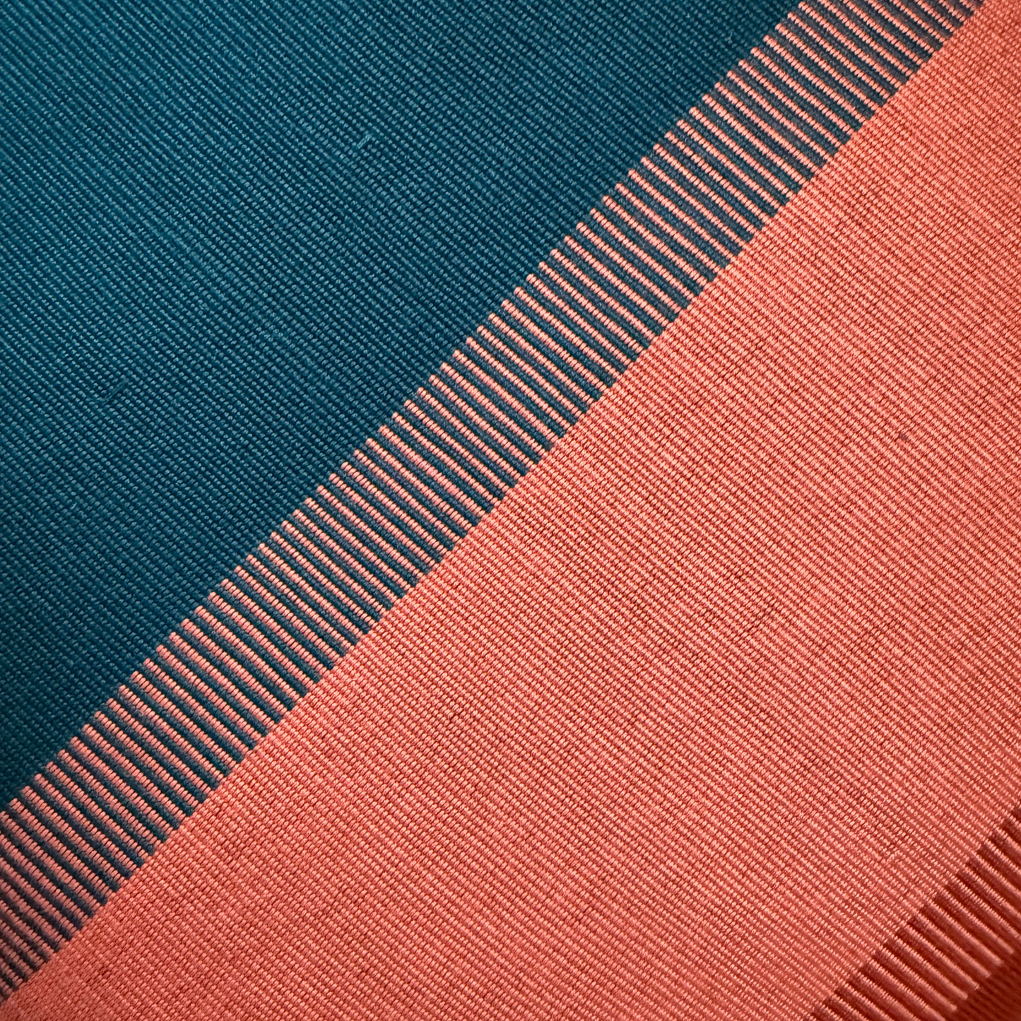 Handwoven Color Block & Hemp Pillow - Light Terra Cotta & Blue