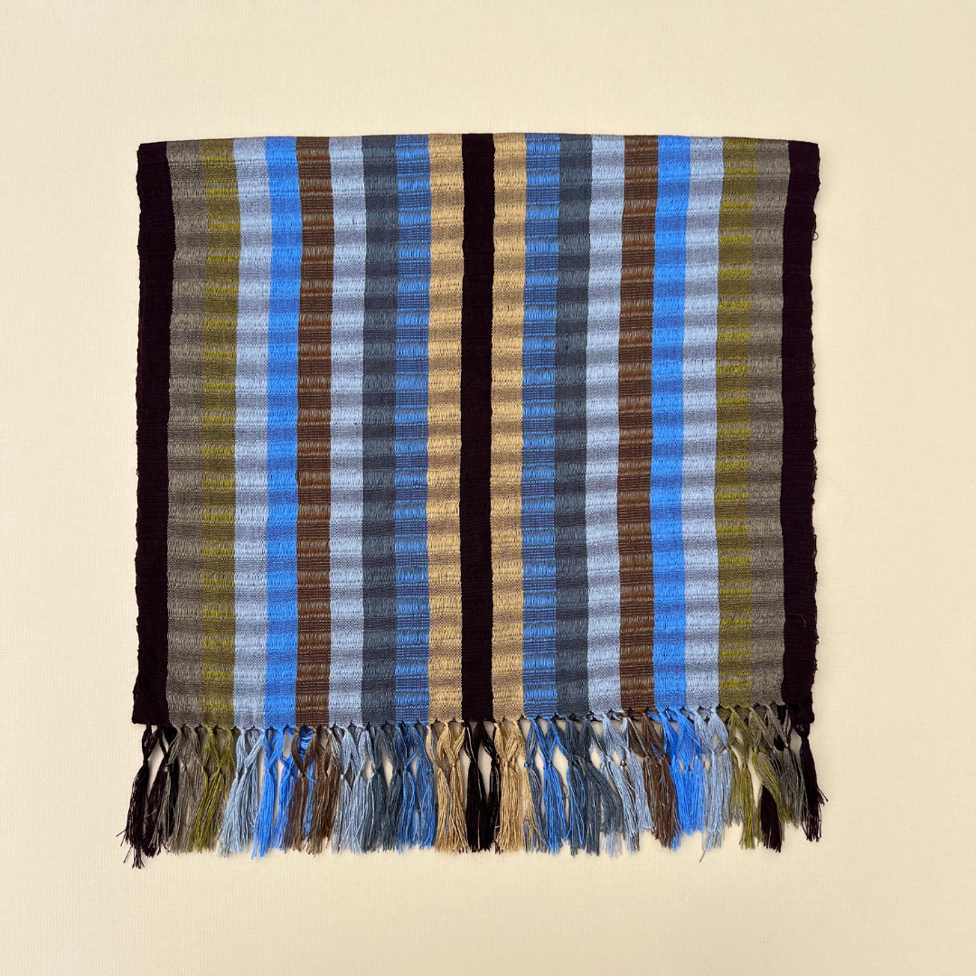 Tan & Blue Handwoven Scarf