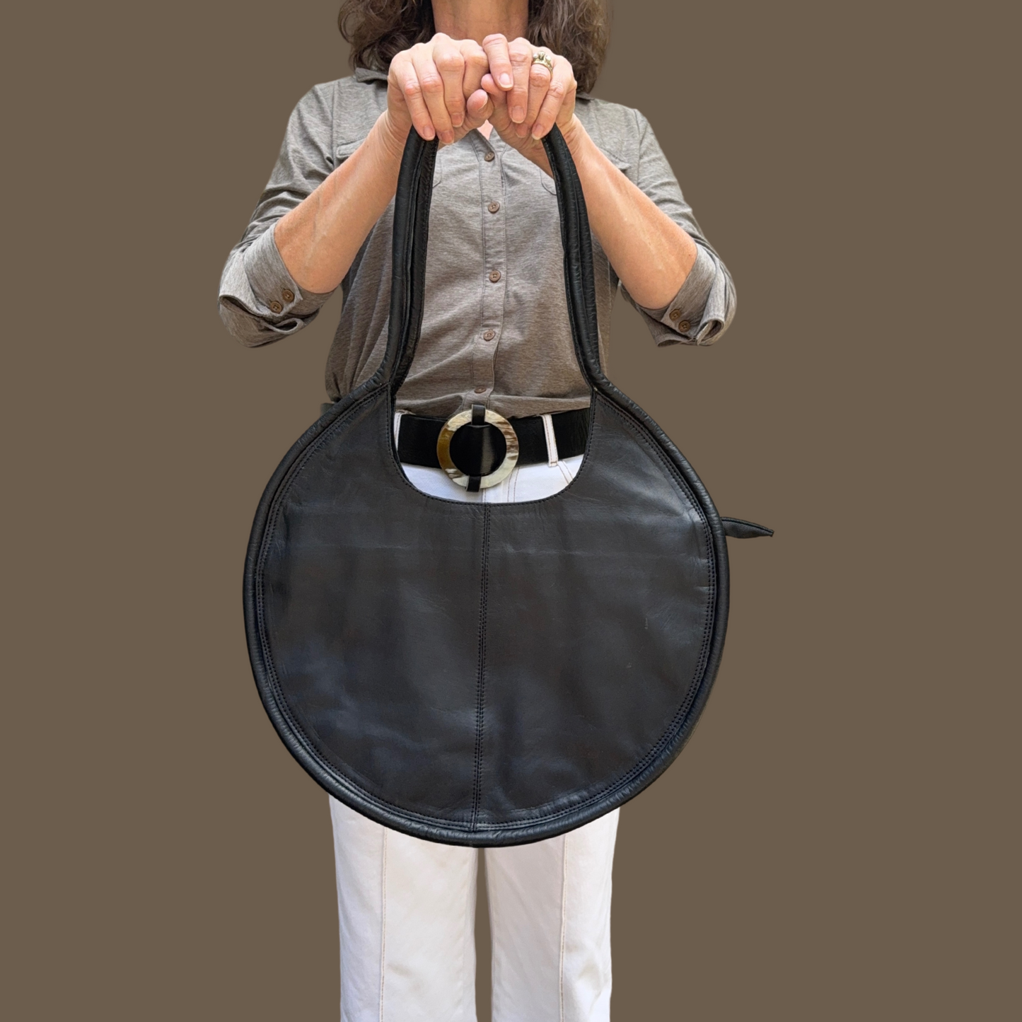 Leather Circle Purse (Black)