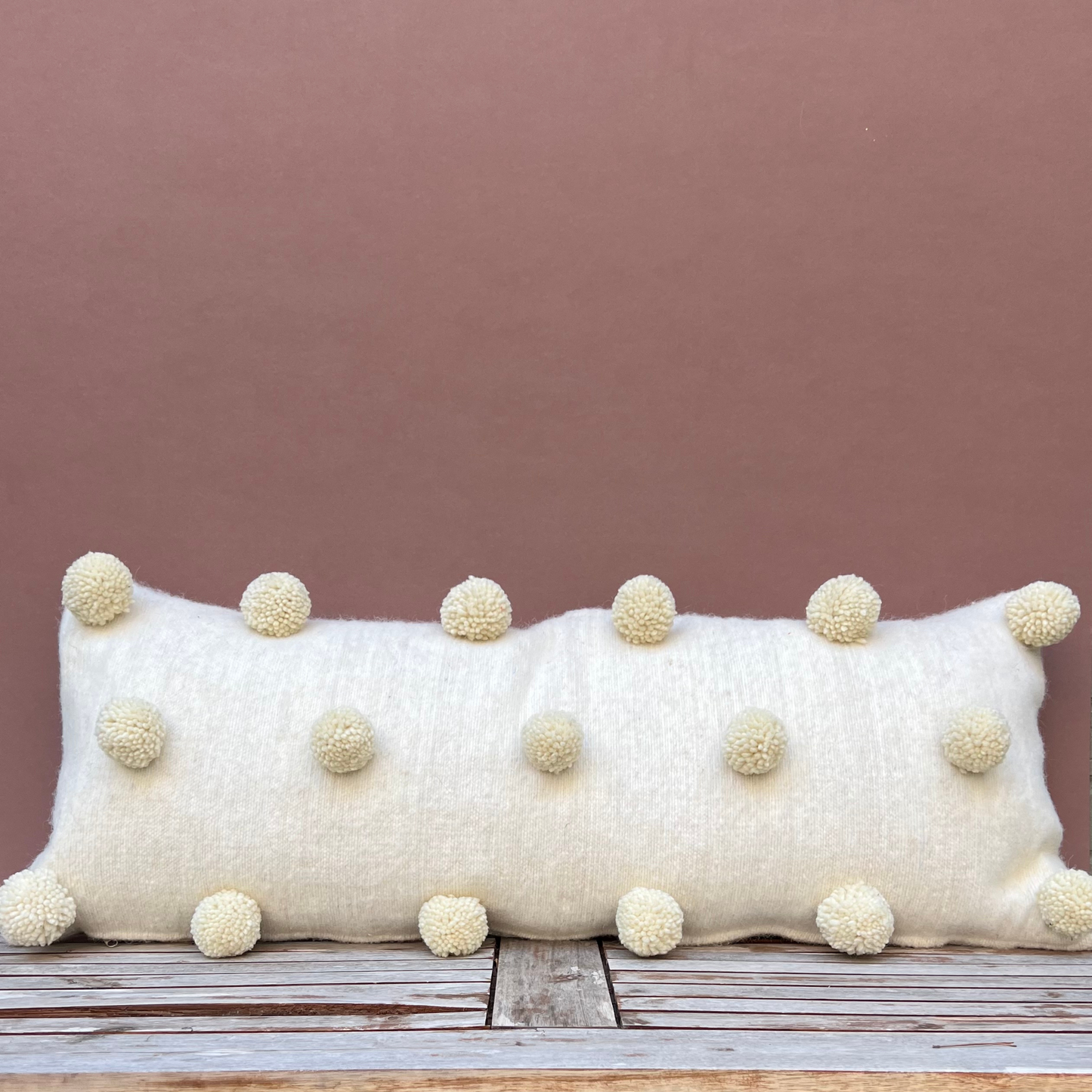 Wool Pom Pom Lumbar Pillow