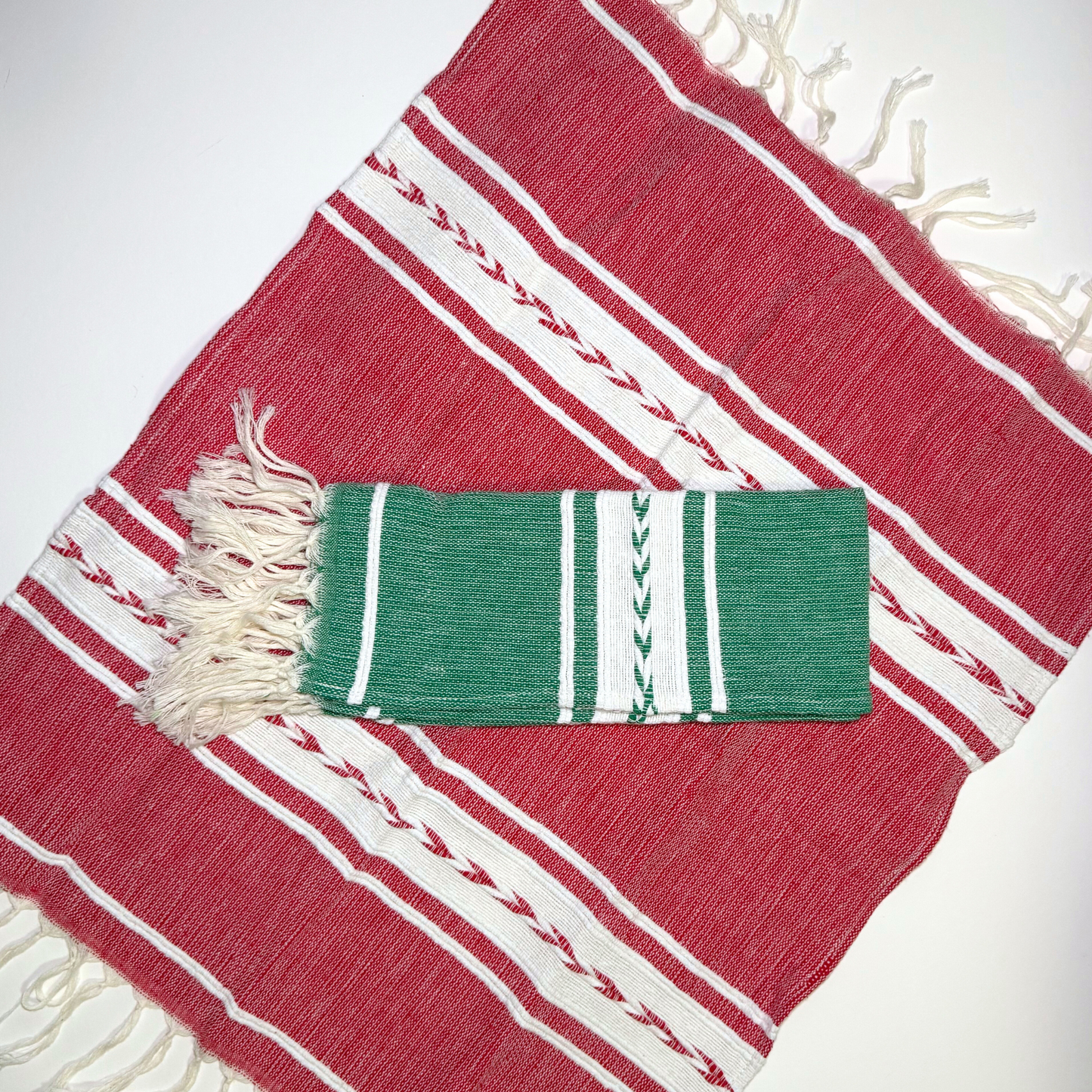 Organic Cotton Handwoven Kitchen Towel - Christmas Colors