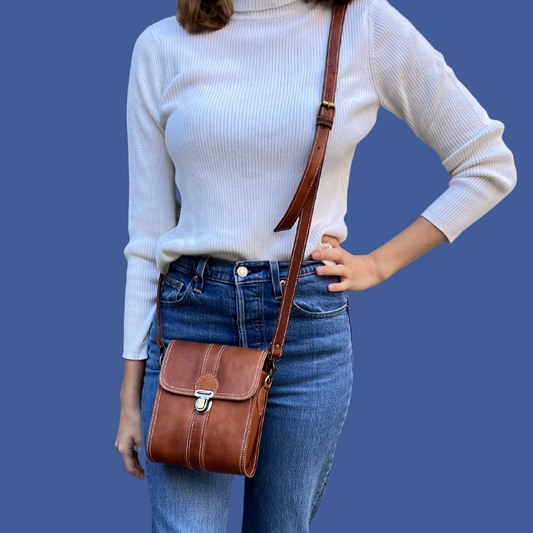 Leather Mini Crossbody (Natural)