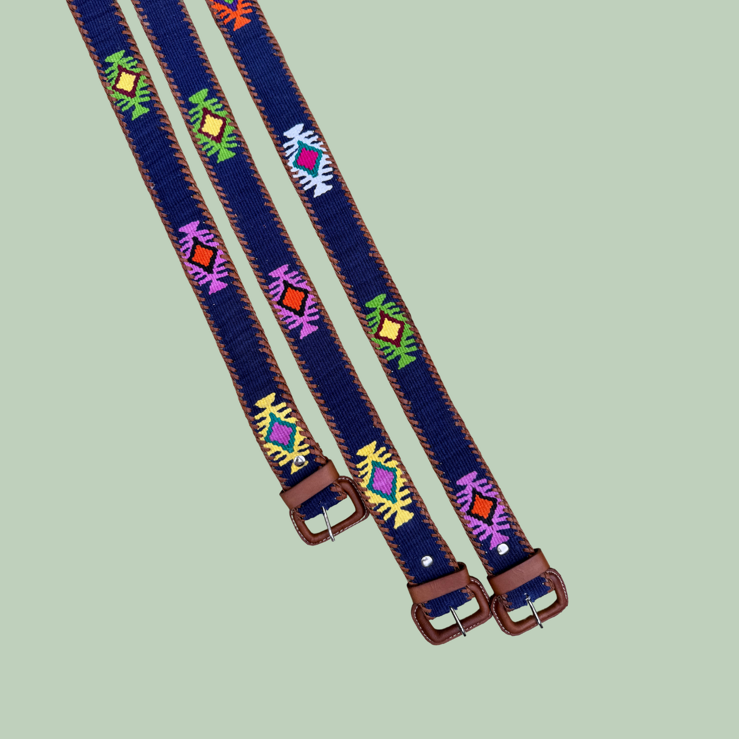 Navy Handwoven Guatemalan Whip-Stitched Belt