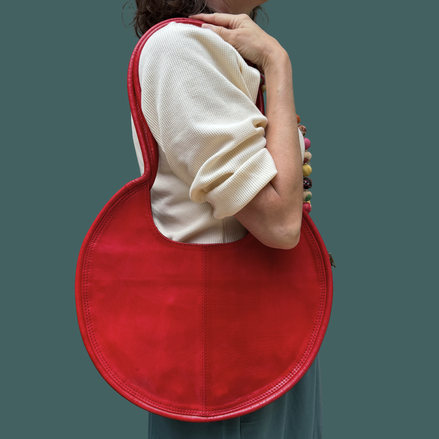 Leather Circle Purse (Red)