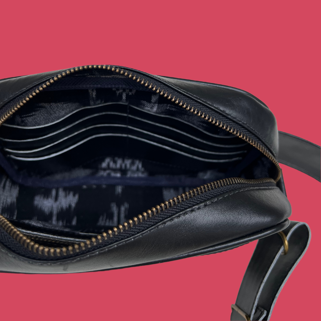 Leather Crossbody with Handwoven Strap