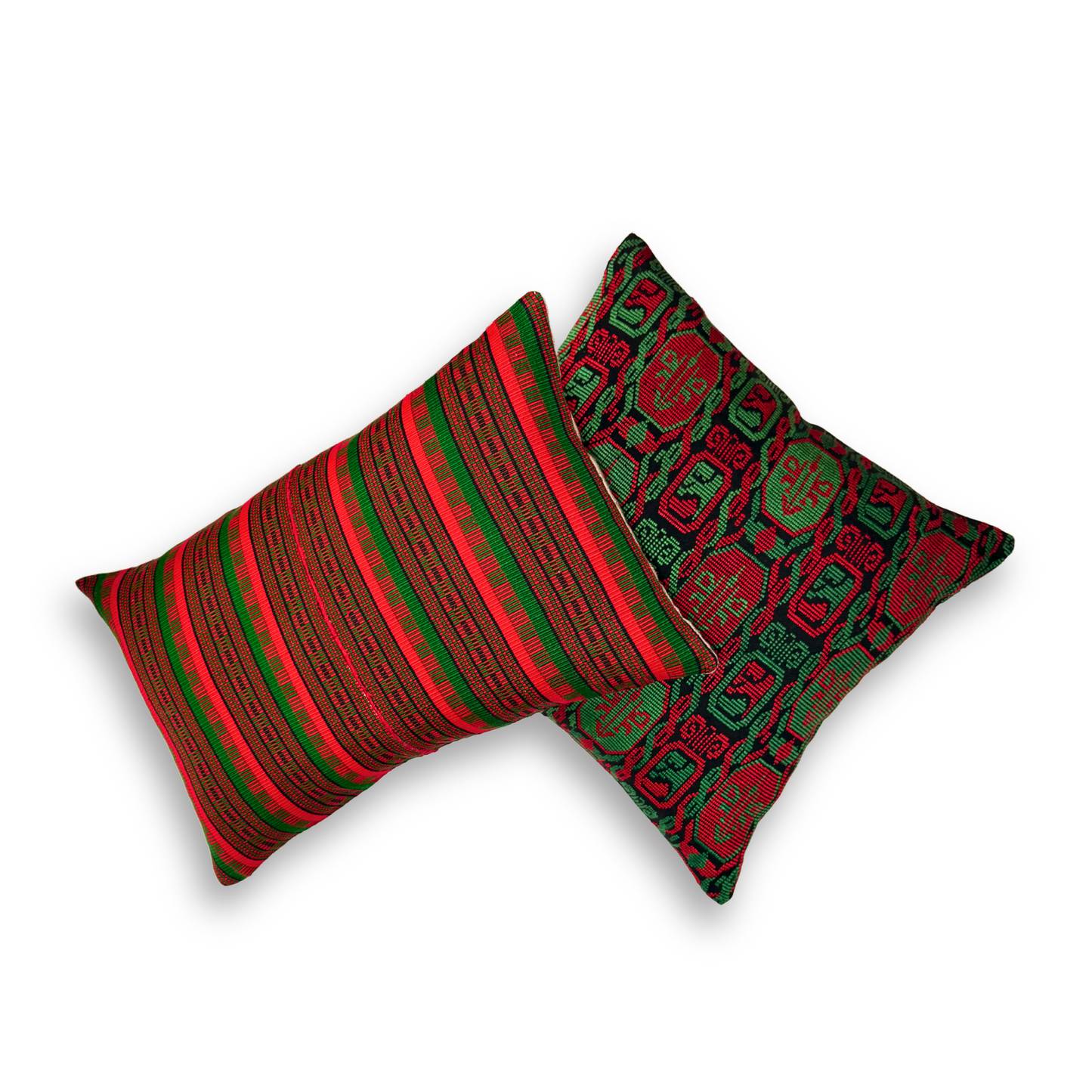 Huipil & Hemp Throw Pillow Cover - Holiday Colors