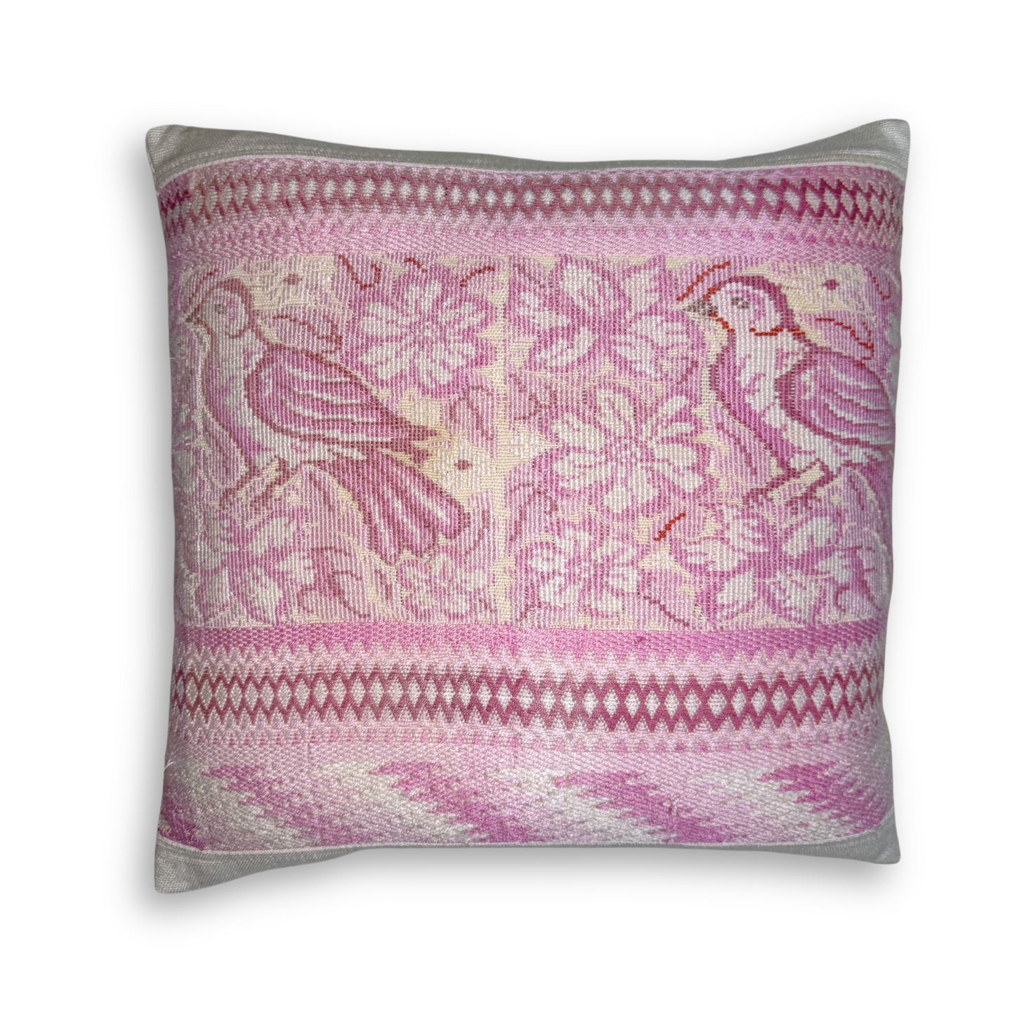 Handwoven Huipil & Cotton Throw Pillow Cover