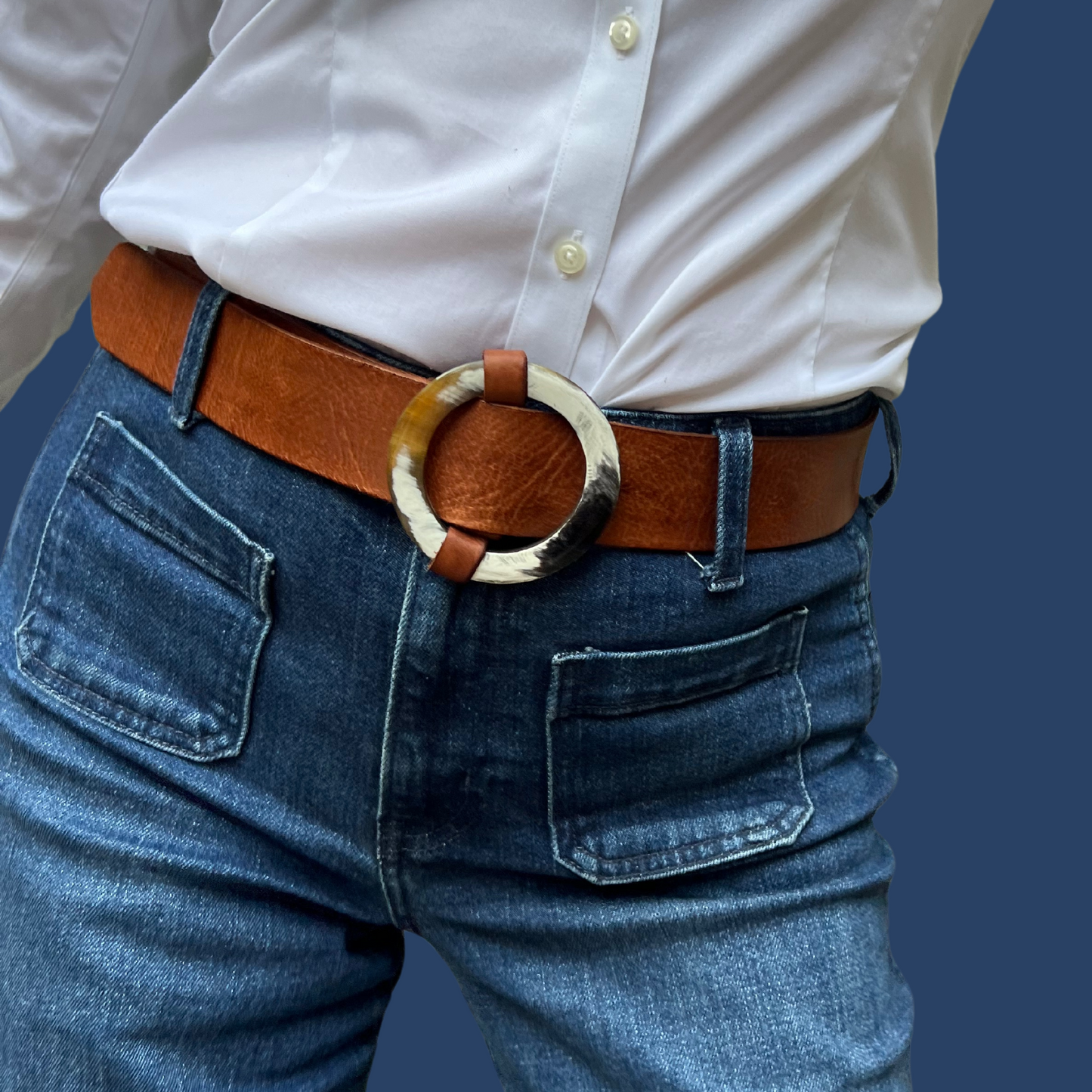 Handcrafted Leather Belt with Horn Buckle