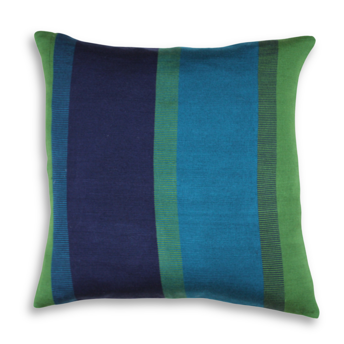 Handwoven Color Block & Hemp Pillow - Navy & Blue