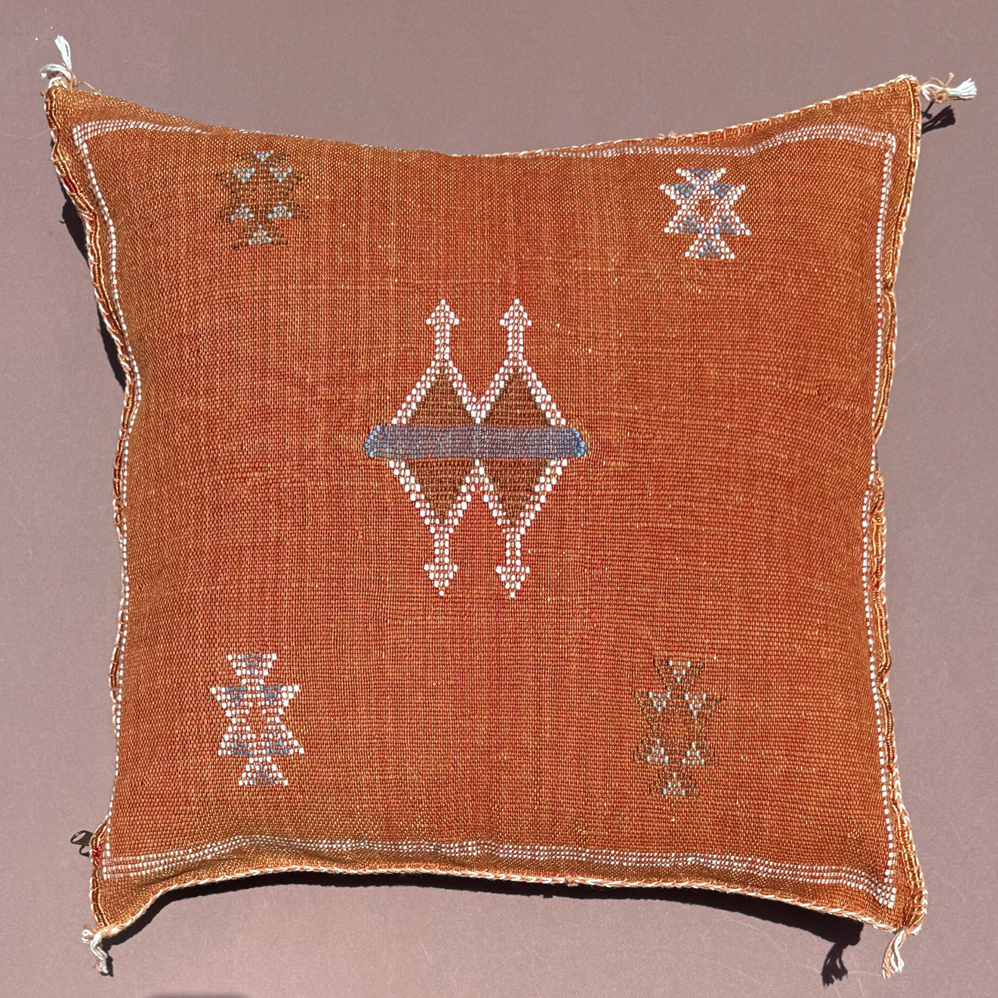 Terra Cotta Cactus Silk Kilim Pillow