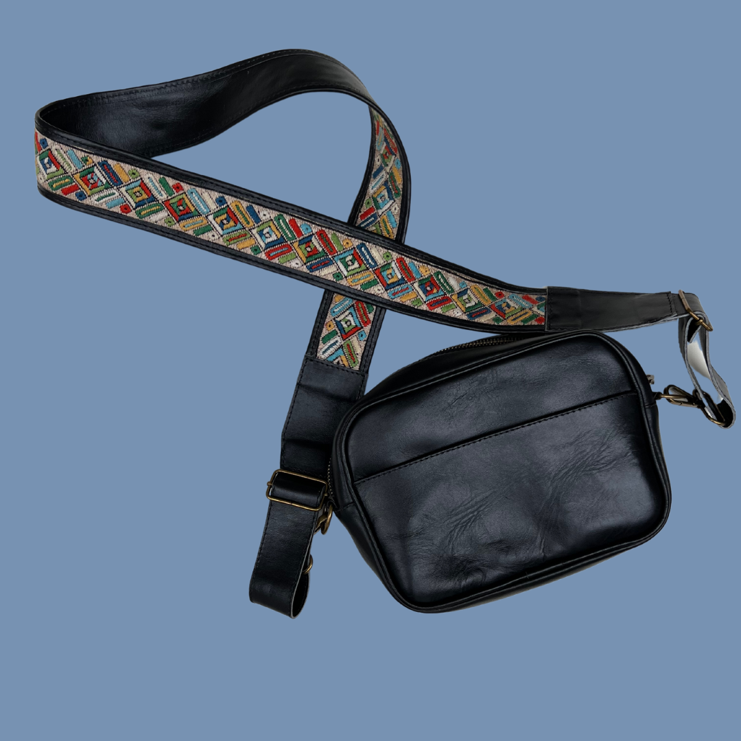 Leather Crossbody with Handwoven Strap