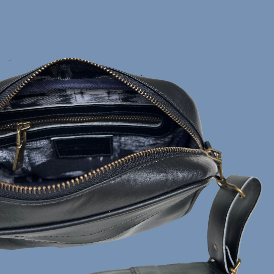 Leather Crossbody with Handwoven Strap