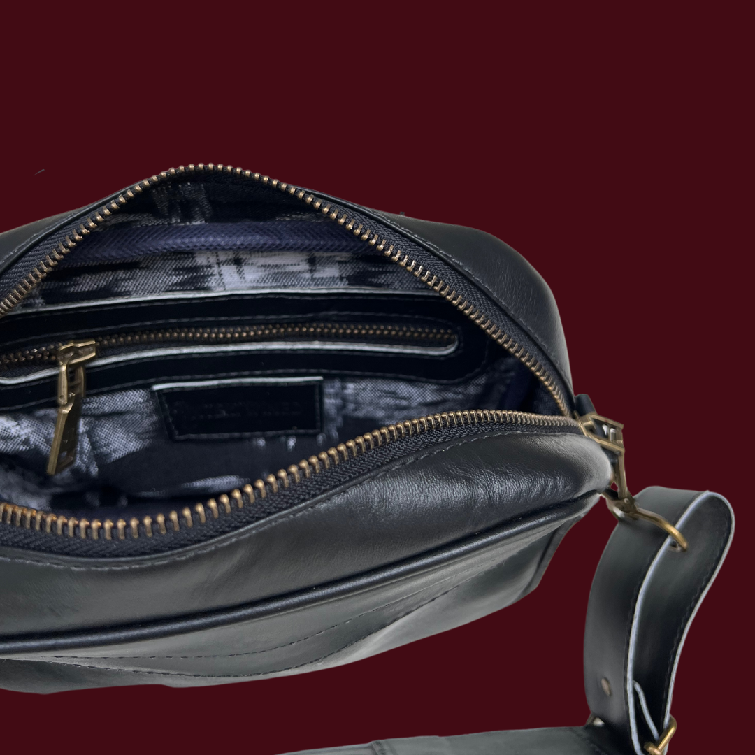 Leather Crossbody with Handwoven Strap