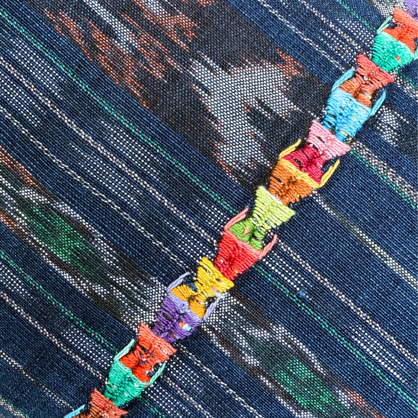 Vintage Indigo Ikat Long Lumbar Pillow
