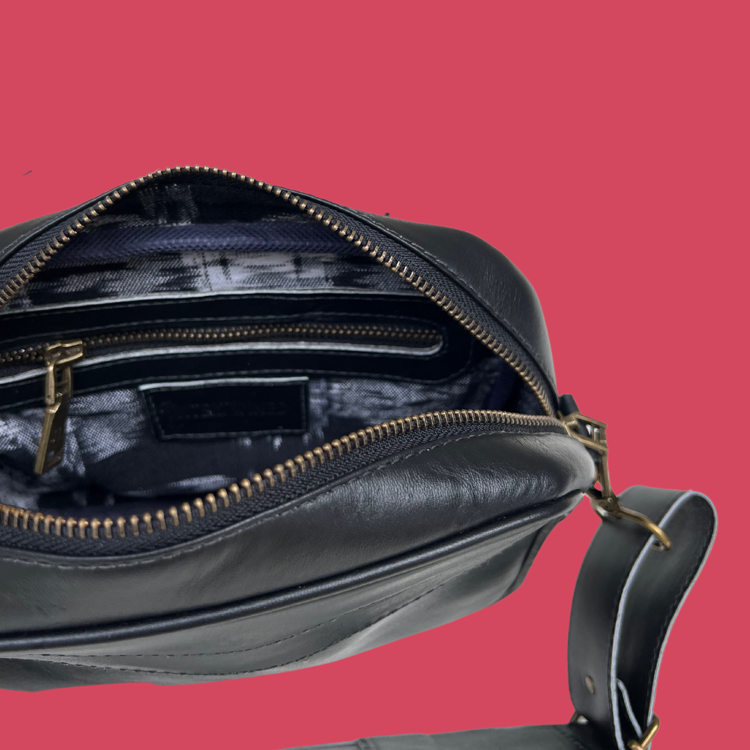 Leather Crossbody with Handwoven Strap