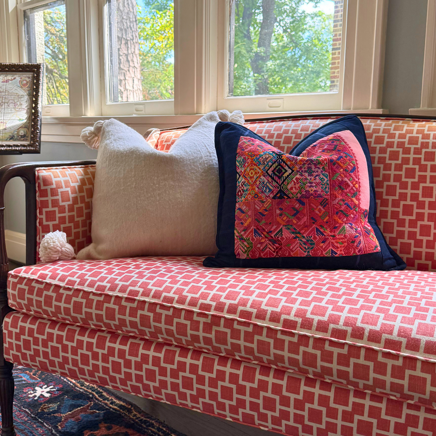 Embroidered Huipil & Handwoven Corte Throw Pillow Cover