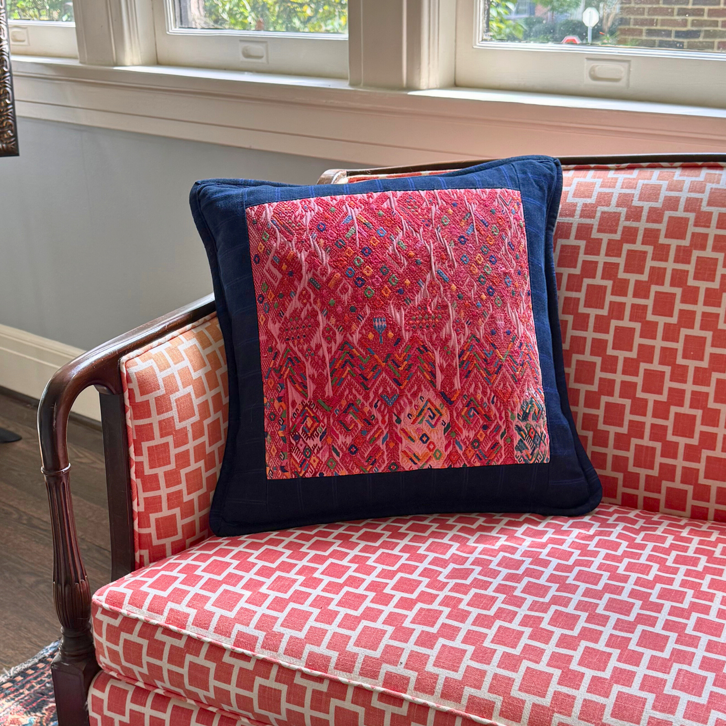 Embroidered Huipil & Handwoven Corte Throw Pillow Cover