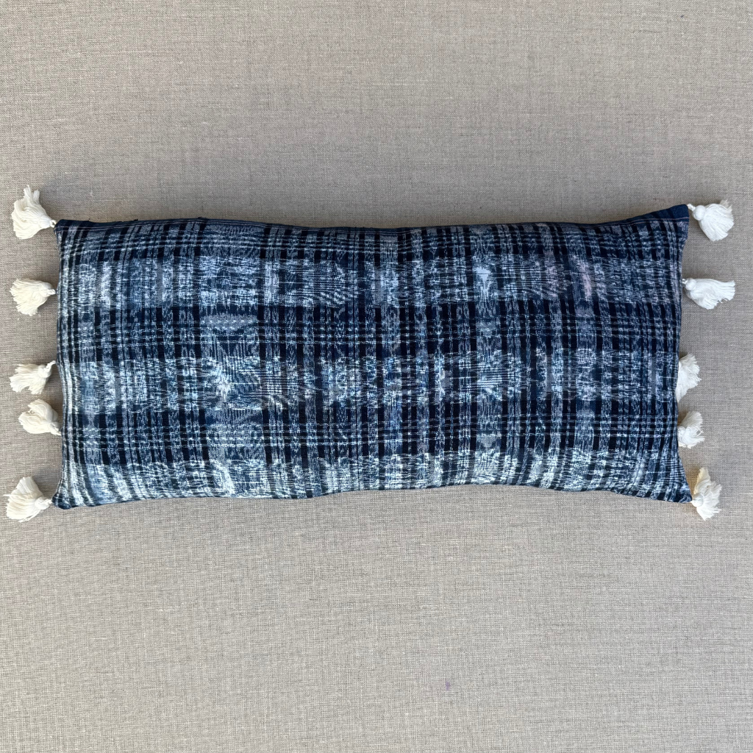 Handwoven Jaspe Colorful Throw Pillow with Tassels