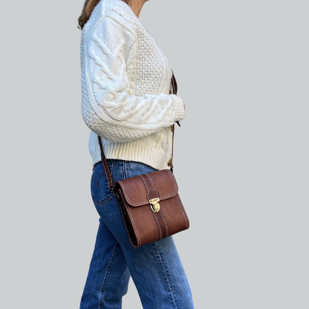 Leather Mini Crossbody (Chocolate)