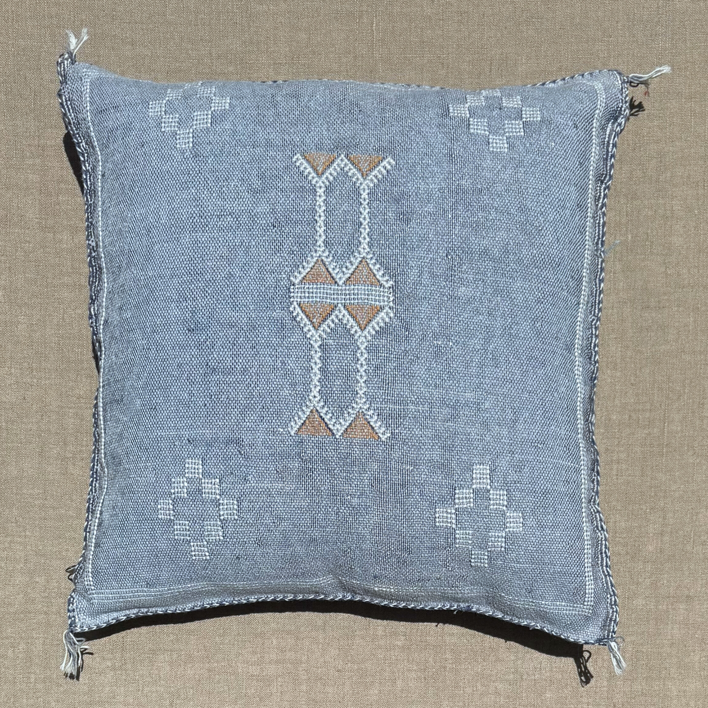 Light Blue Cactus Silk Kilim Pillow