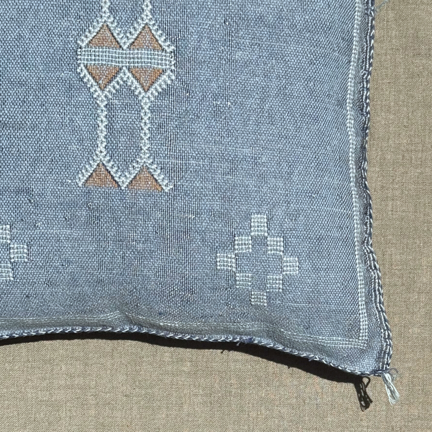 Light Blue Cactus Silk Kilim Pillow