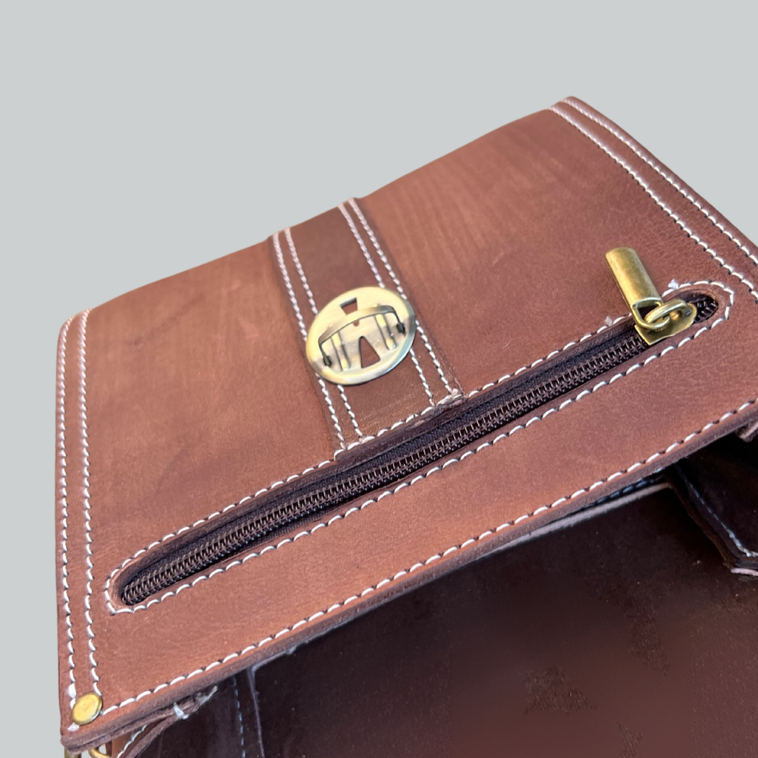 Leather Mini Crossbody (Chocolate)