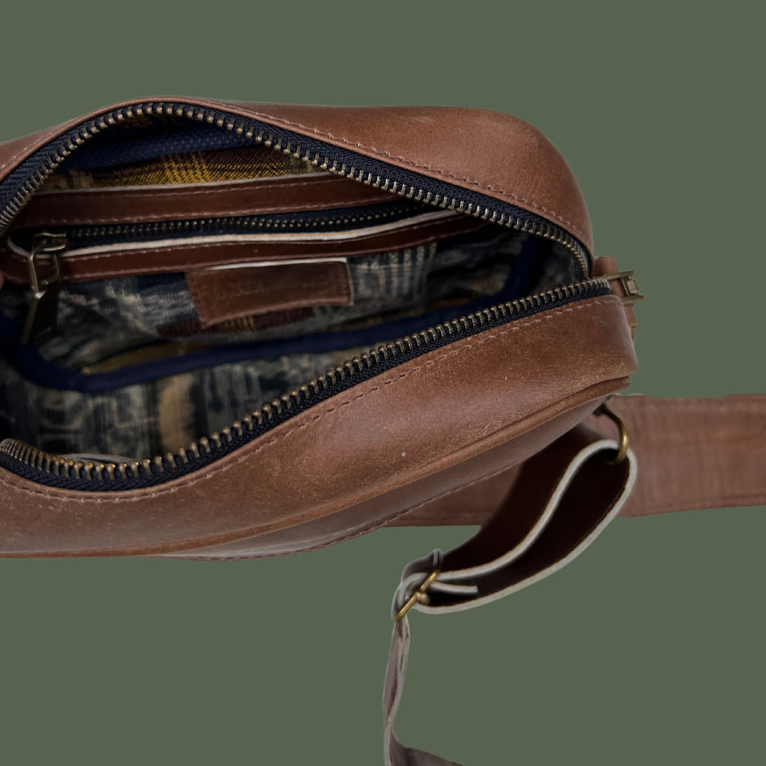 Leather Crossbody with Handwoven Strap