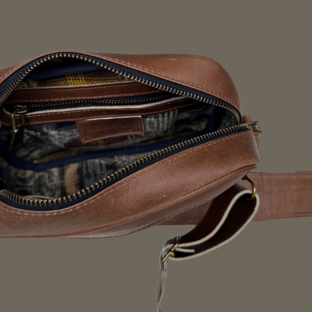 Leather Crossbody with Handwoven Strap