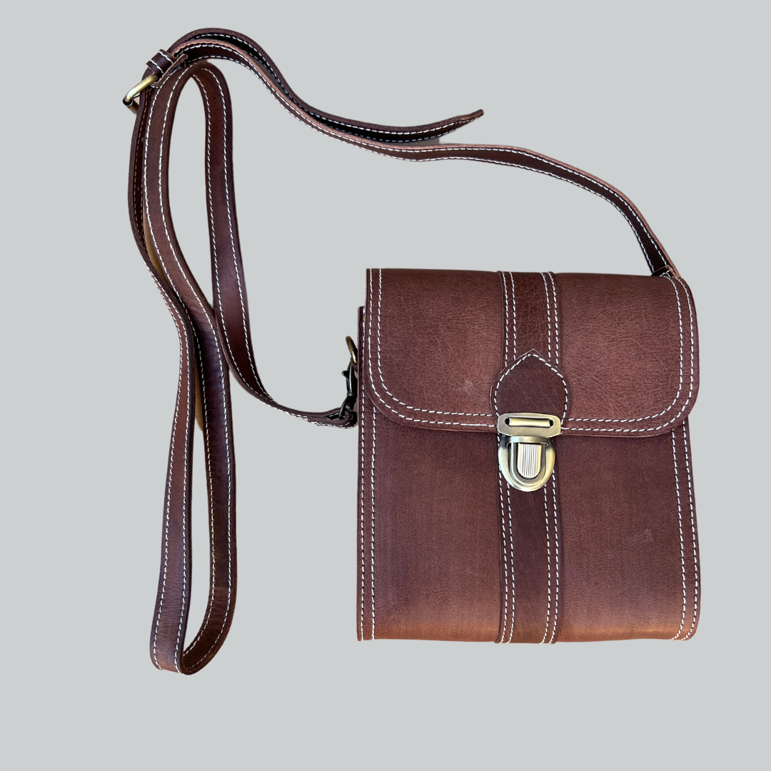 Leather Mini Crossbody (Chocolate)