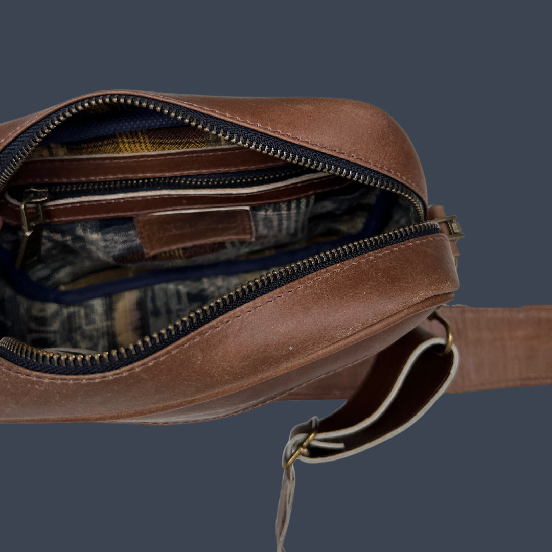 Leather Crossbody with Handwoven Strap
