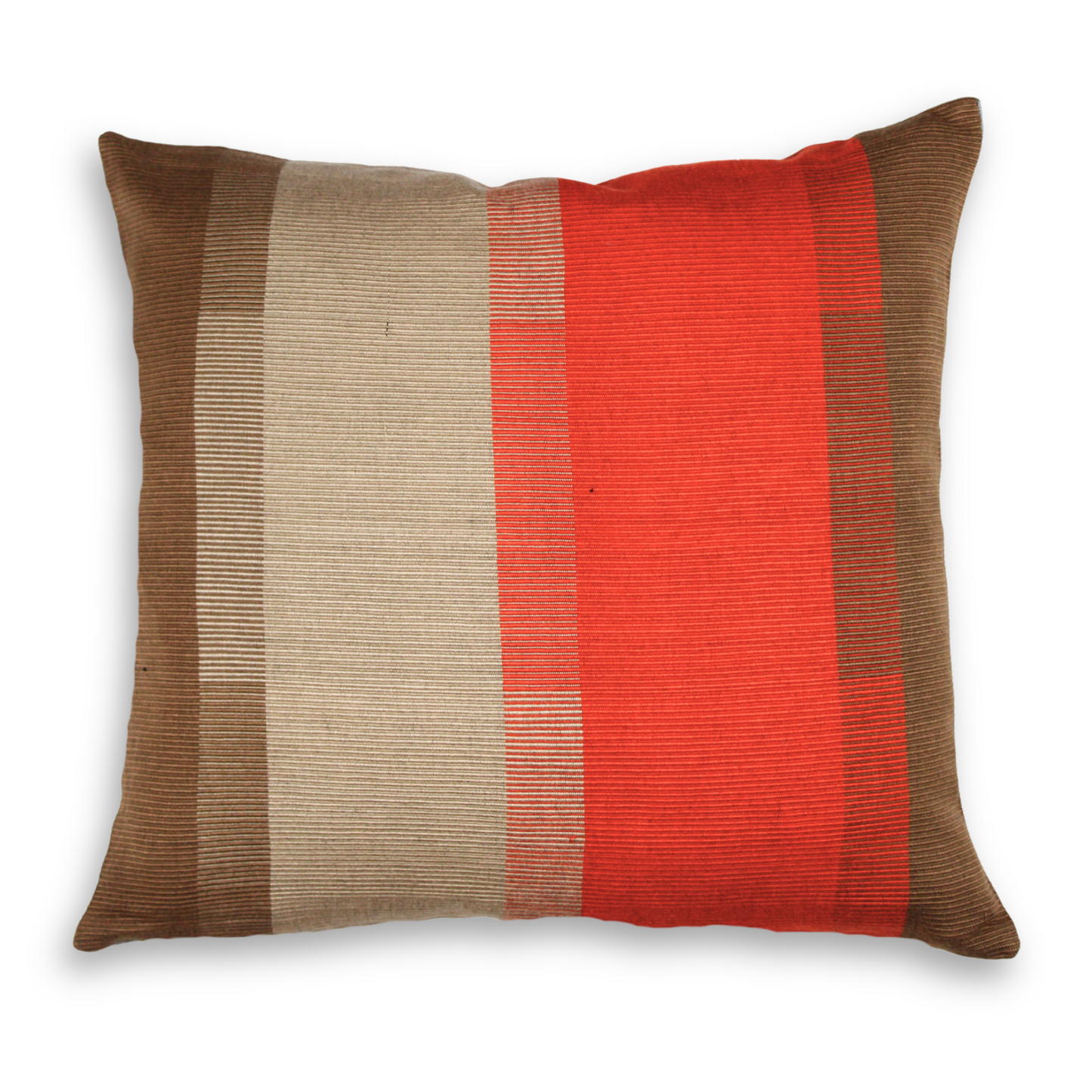 Handwoven Color Block & Hemp Pillow - Tan & Orange
