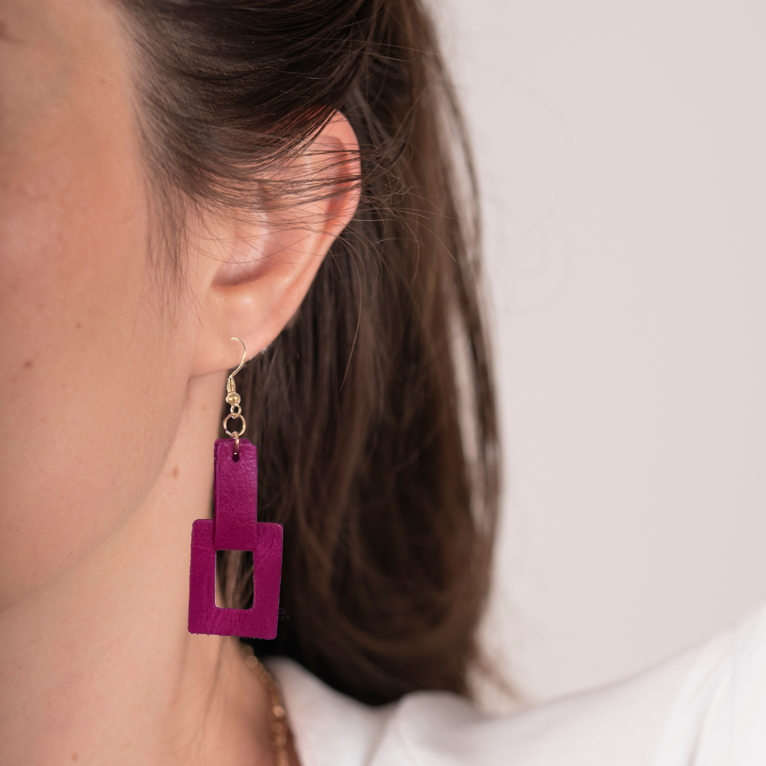 Reclaimed Leather Earrings (More Colors Available)