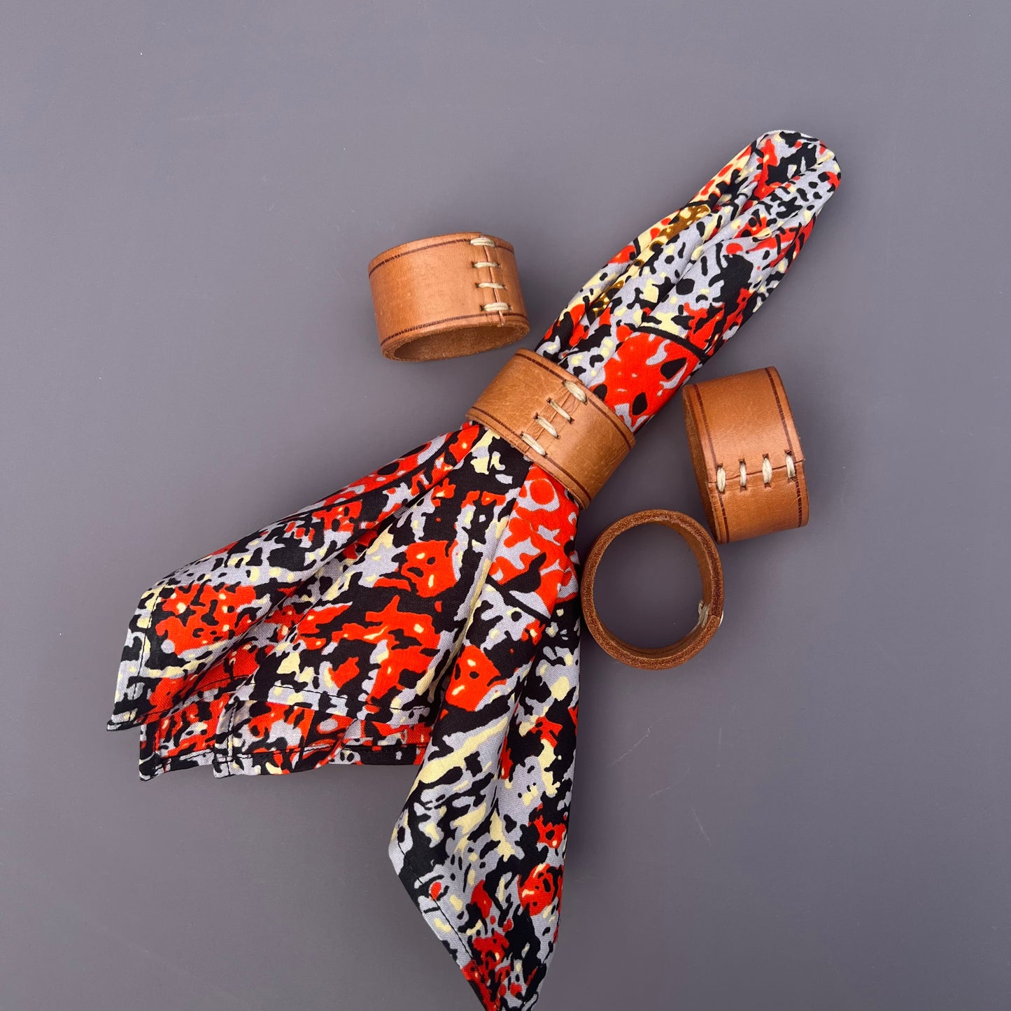 Leather Stitch Detail Napkin Rings