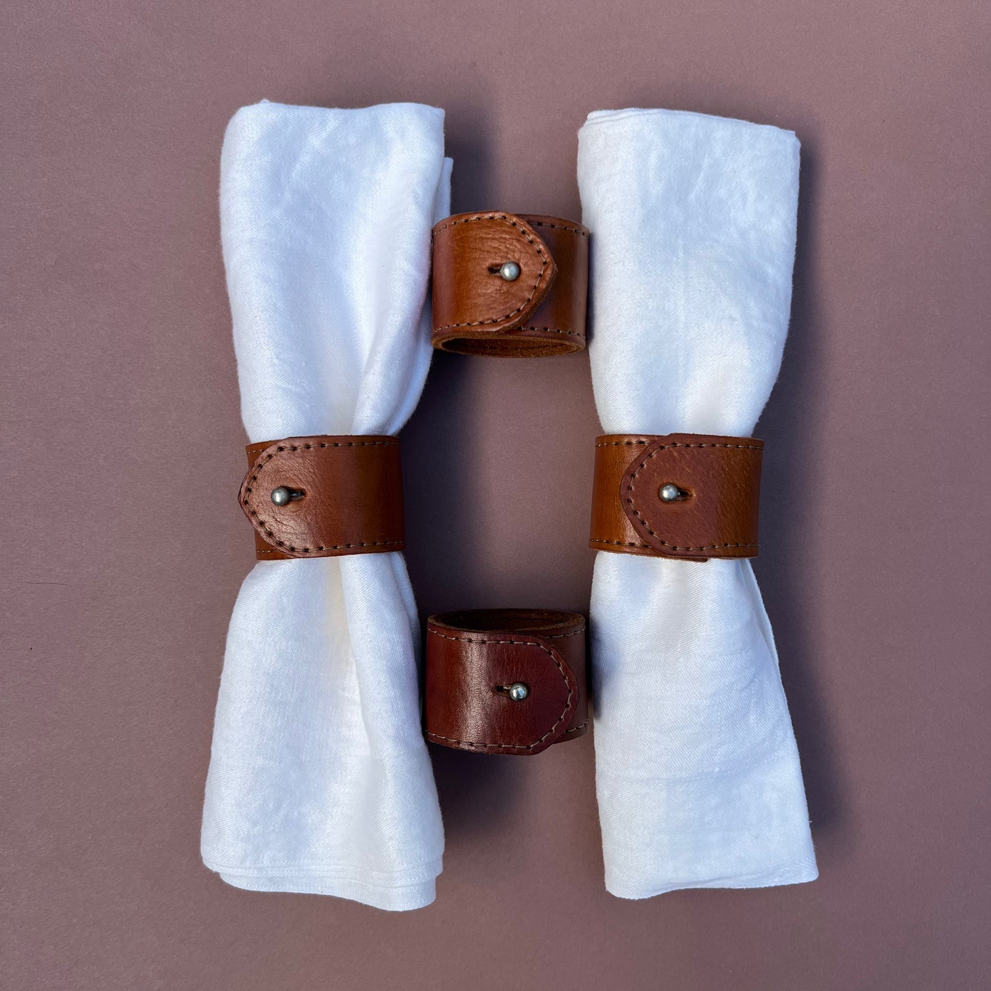 Leather Stud Closure Napkin Rings